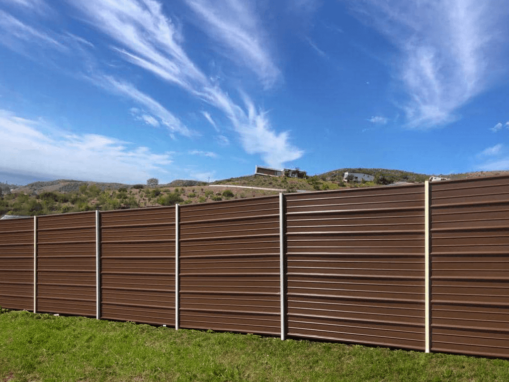 FenSteel Metal Fence in Brown Color